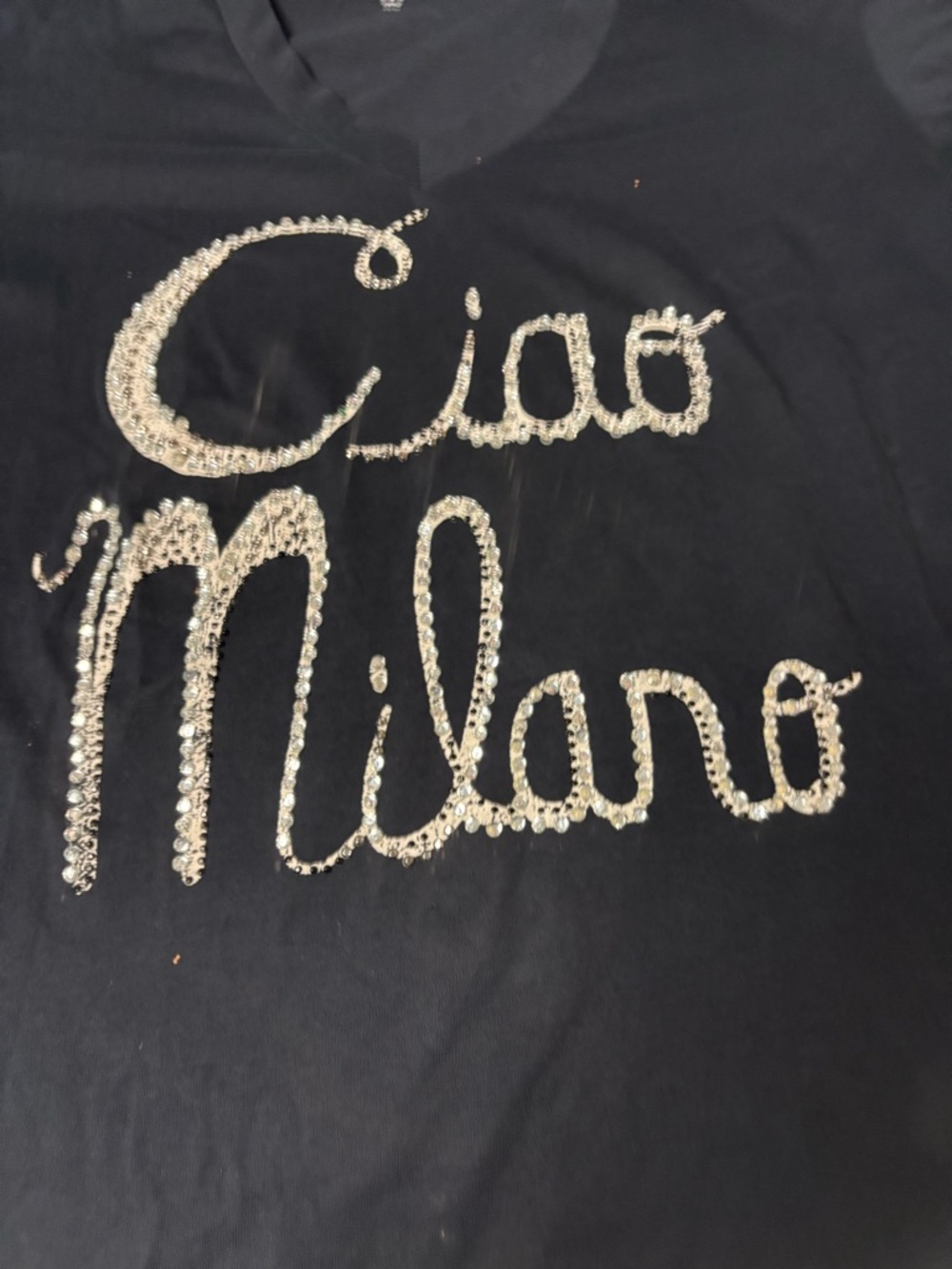 Ciao Milano Crystal Script Black Tee